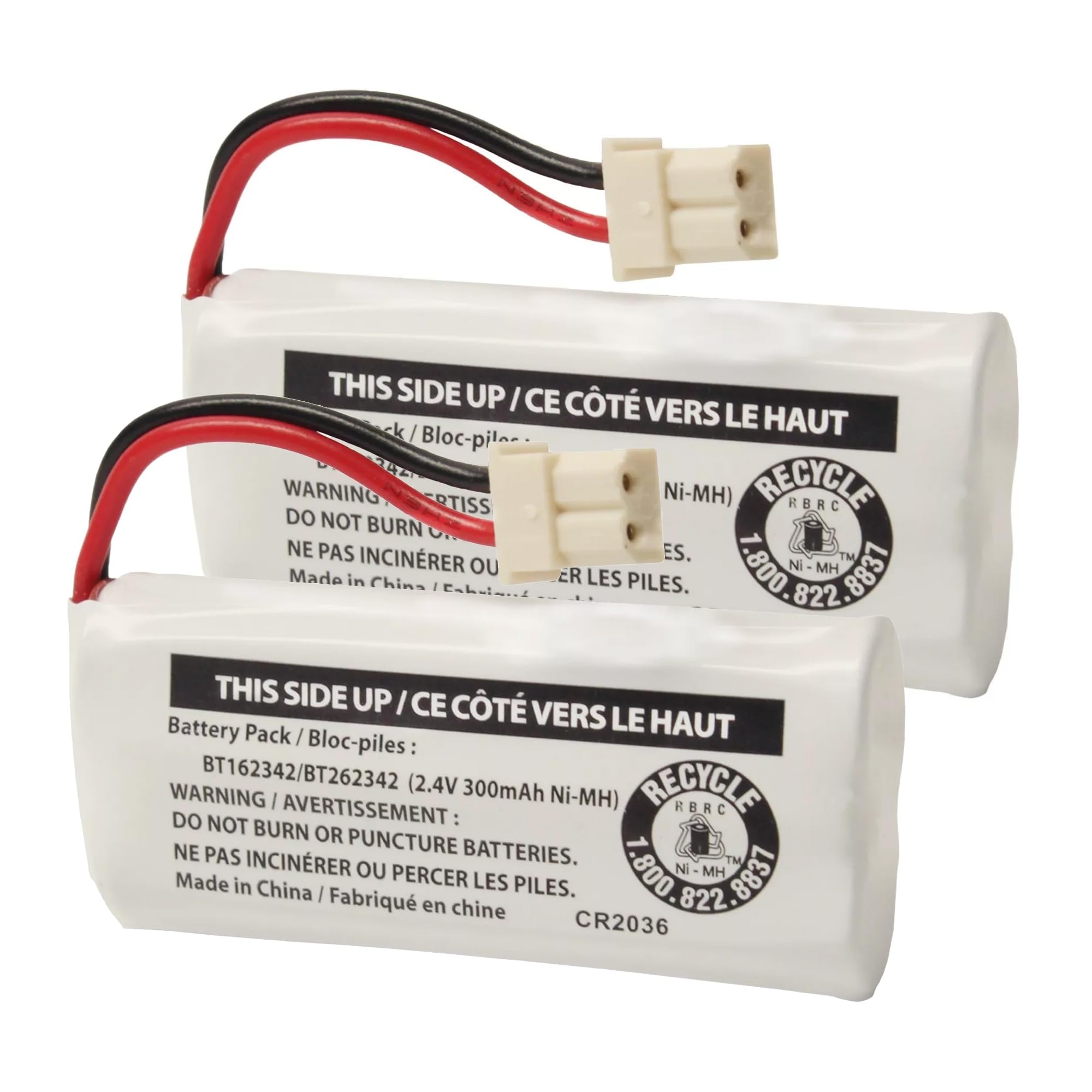 2-Pack BT162342/BT262342 2.4V Battery Packs for VTech Cordless Phone