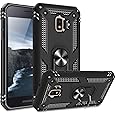 TJS Phone Case Compatible with Samsung Galaxy J2 Core/J2 2019/J2 Pure/J2 Dash/J2 Shine, Impact Resistant Metal Ring Magnetic Support Heavy Duty (Black)