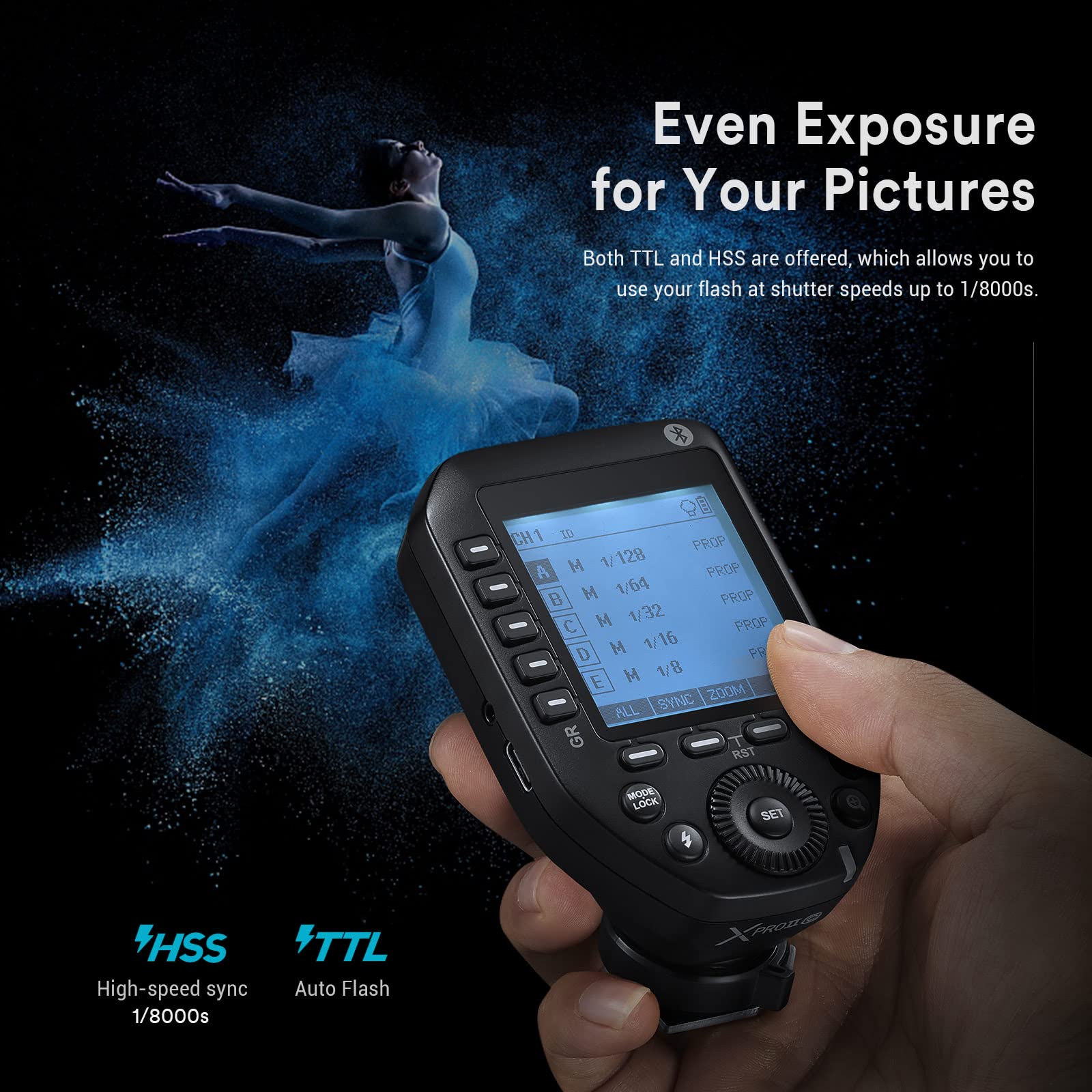 GODOX XProII-C TTL Wireless Flash Trigger Compatible for Canon Cameras, 2.4G Wireless Flash Transmitter HSS 1/8000S,Bluetooth Connection, TCM Transform Function, New Hotshoe Locking, Large LCD Display
