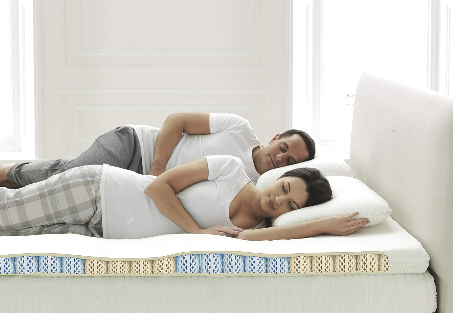 Octaspring Body Zone Mattress Topper, Memory Foam Topper, Firmness Medium, Size Double, White - Image 4
