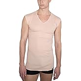 ALBERT KREUZ Men's Invisible Sleeveless v-Neck Business Undershirt 100% Organic Cotton Nude Beige