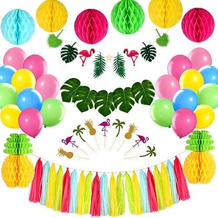 Amazon Com Fepito 111 Pcs Tropical Hawaiian Party Decorations Set