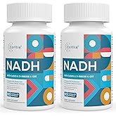 NADH 50mg + CoQ10 200mg + D-Ribose 150mg Supplement, Enhance NAD+ Supplement for Energy, Fatigue, Reduced Nicotinamide Adenine Dinucleotide, 120 Veggie Capsules