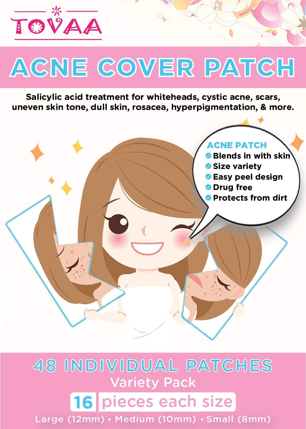 Acne Cover Spot Master Patch, Hydrocolloid Bandages Pimple Zit Treatment, (2 Sheets-48 Individual Patches)