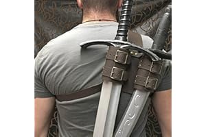 Medieval Double Back Sword Frog, Adjustable Witcher Scabbard for Sword Cutlass Holder Viking Pirate Warrior Leather Sheath Ho