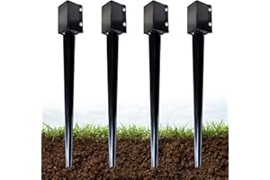 ARIFARO Fence Post Anchor 36 inch Ground Spike Heavy Duty Metal Black Powder Coated Fence Stakes Post,4x4 inch(3.5 x3.5 inch inner) Pack of 4