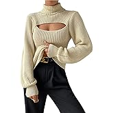 SISKIN Ribbed Long Sleeve Tops for Women Fitted Fall Pullover Sweaters Cut Out Turtle Neck Sweater Sexy Fall Outfits