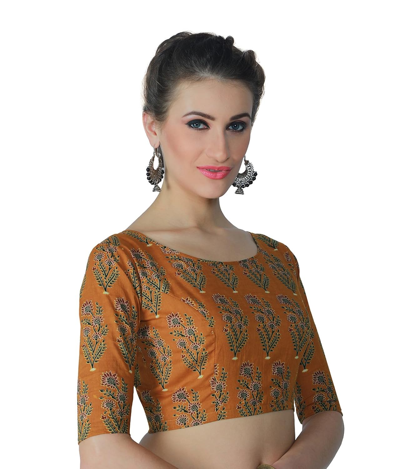 studio shringaar women's cotton back button saree blouse