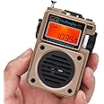 HanRongDa Radio, Bluetooth Speaker Support MicroSD Card, FM MW WB Shortwave Receiver with NOAA Alerts and Sleep Timer, Rechargeable Retro Digital Radios with Backlit and Alarm for Camping HRD701