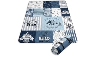 Nttopship Blue Checkered Printing Picnic Blankets Picnic MatWaterproof Foldable 78x78 Inches,Summer Holiday Picnic Outdoor Mat fit Teens Adults for Happy Camping,Sand,Park,Travel,Grass,Playground