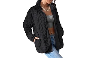 Dokotoo Winter Fleece Jacket for Women 2025 Zipper Stand Collar Casual Coats with Pockets