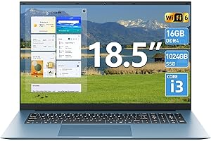 SGIN 18.5 Inch Laptops Computer 16GB RAM 1024GB SSD Ordinateur Portable, Win 11 Laptop Core i3 Processor, 180° Open Angle, Ty