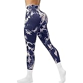 OVESPORT Ribbed Tie Dye Workout Leggings for Women High Waist Tummy Control Yoga Gym Running Athletic Pants