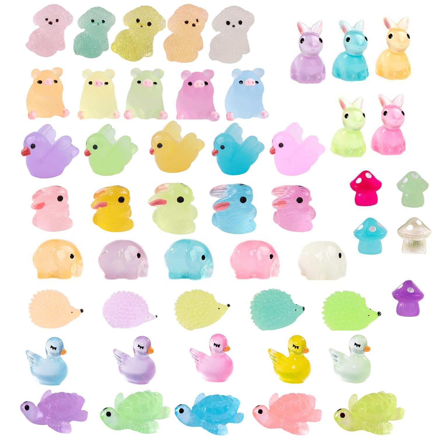 Kaquxibix 50-Piece Miniature Resin Animal Figure Set for Fairy Gardens, Aquarium Decorations, and Craft Projects