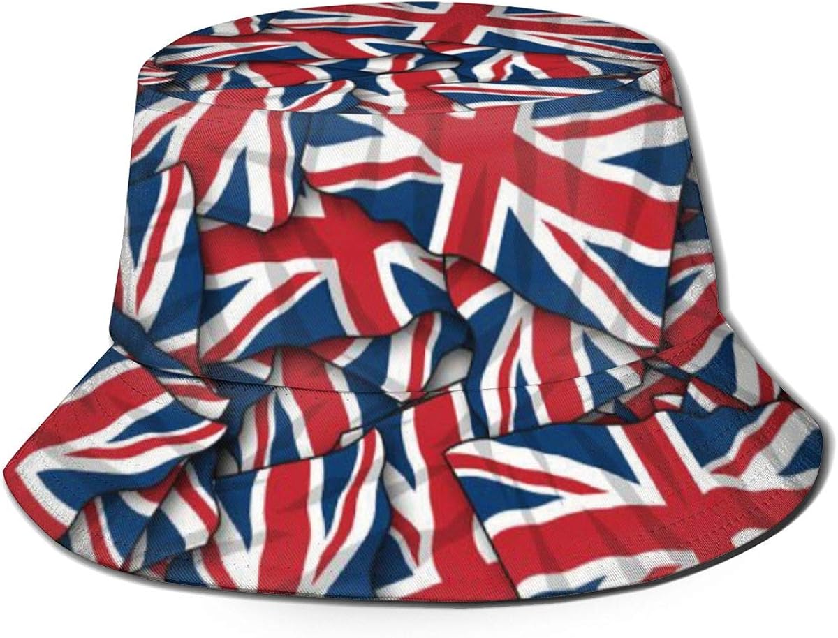 Unisex British Flag Travel Bucket Hat Summer Fisherman Cap Sun Hat at