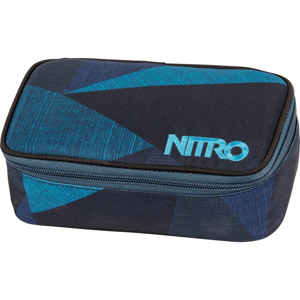 Nitro Pencil Case XL inkl. Geo Dreieick & Stundenplan, Federmäppchen, Schlampermäppchen, Faulenzer Box, Federmappe, Stifte Etui, Fragments Blue