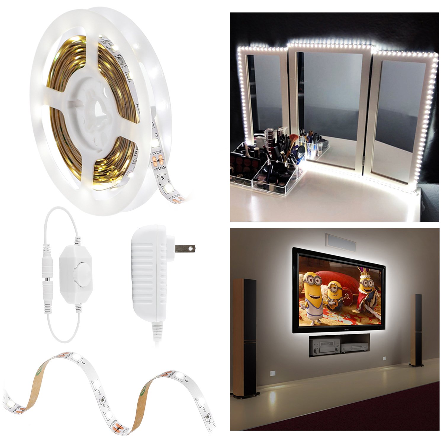 LED Vanity Mirror Lights Kit, Magicfly 13Ft 240 LEDs Make-up Vanity Mirror Light with Dimmer and Power Supply for Makeup Table Set, Flexible DIY Hollywood Style Mirror, Mirror not Included