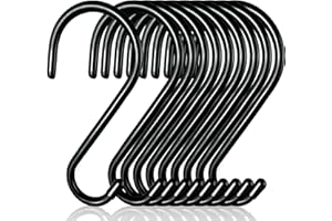 Dapute 4-1/2 Inch Vinyl Coated S Hooks, 10 Pack Non Slip Large S Hooks for Hanging Plants, Metal Black Closet S Hook for Hanging Jeans Clothes Purse Bags Pan Cups Tools
