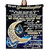 BUUGVIIL Granddaughter Gifts from Grandma, to My Granddaughter Blanket from Grandma, Valentines Day Birthday Graduation Gifts for Granddaughter Flannel Blanket 60"x50"