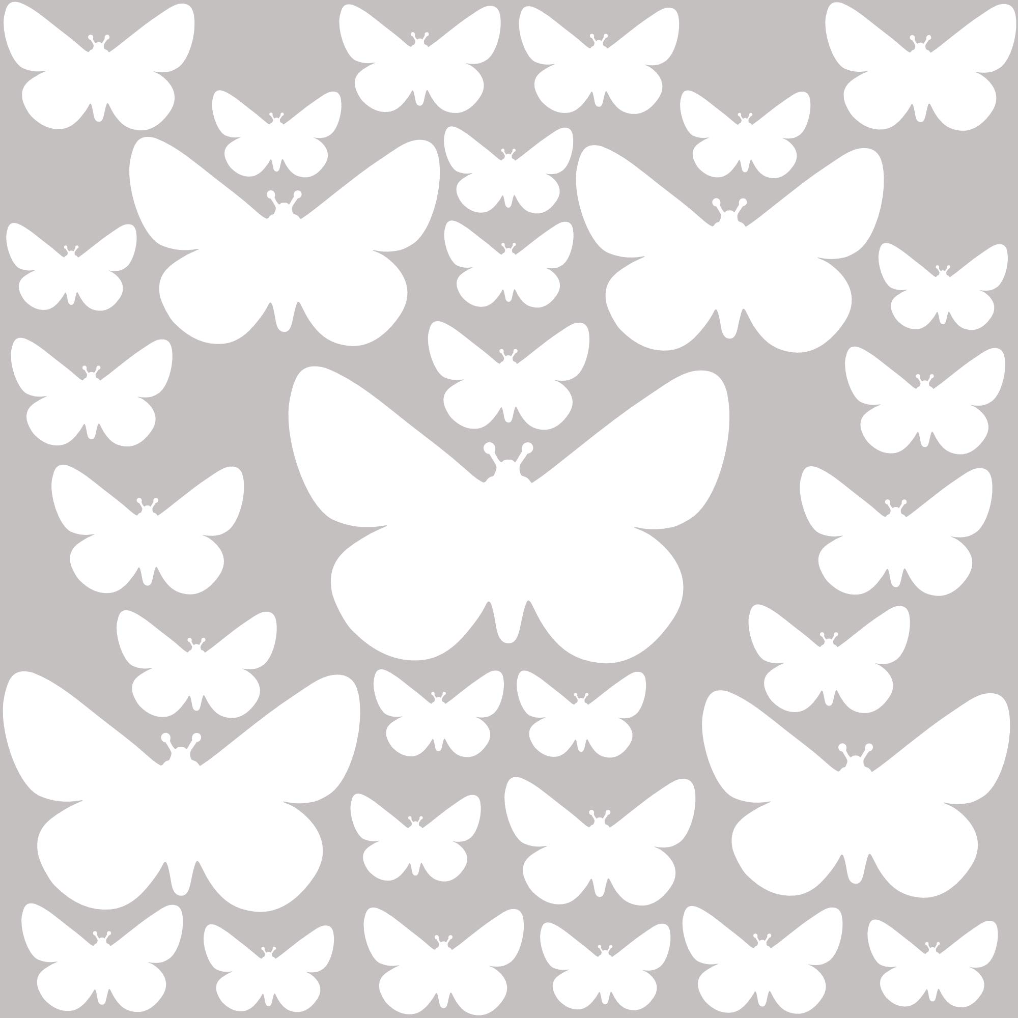 PREMYO Set of 32 Butterfly Wall Stickers Kids - Nursery Decor Easy to Apply - Decals for Bedrooms for Girls Boys White
