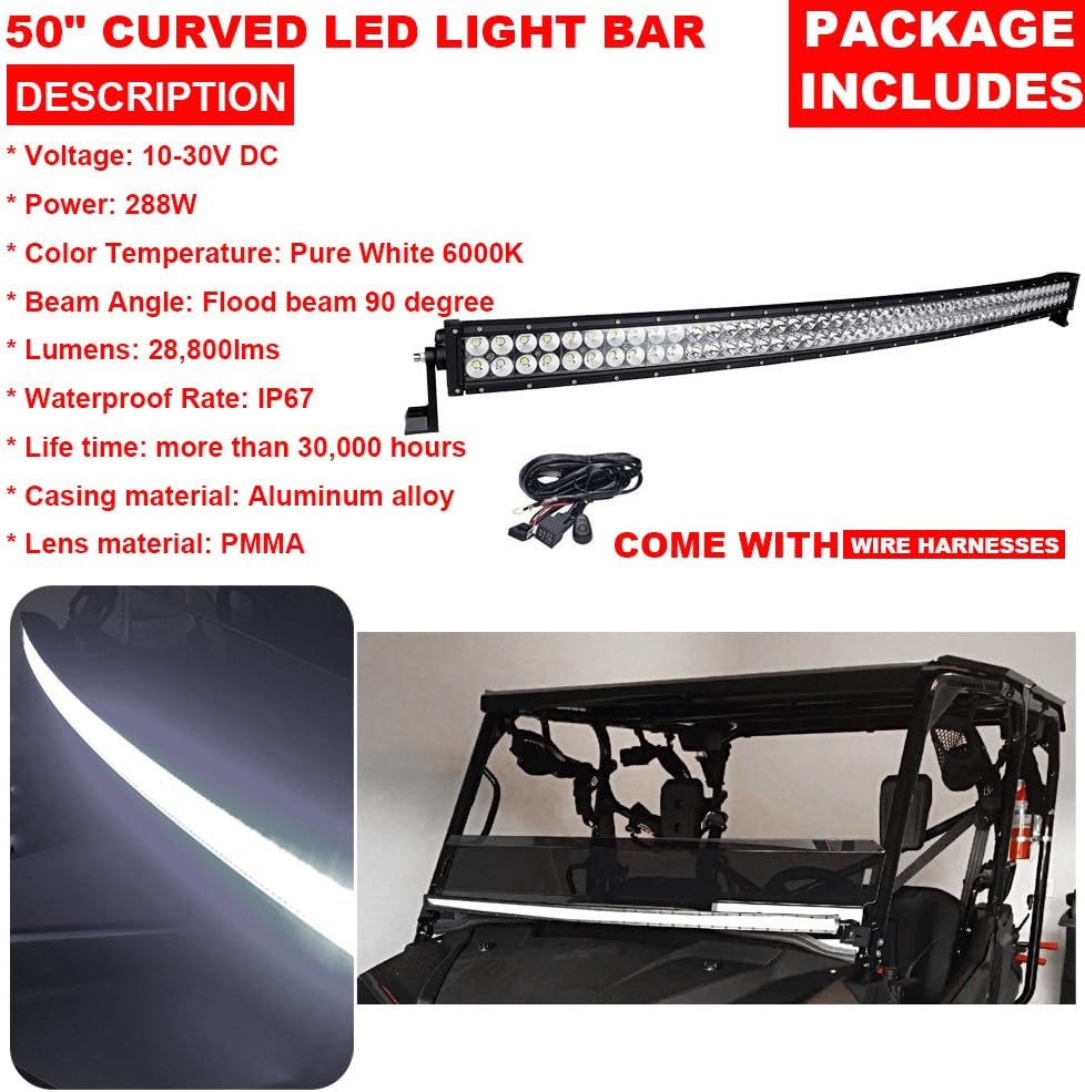 LED Light Bar Kit For Honda Pioneer 700 1000 Models 50 288W LED Light