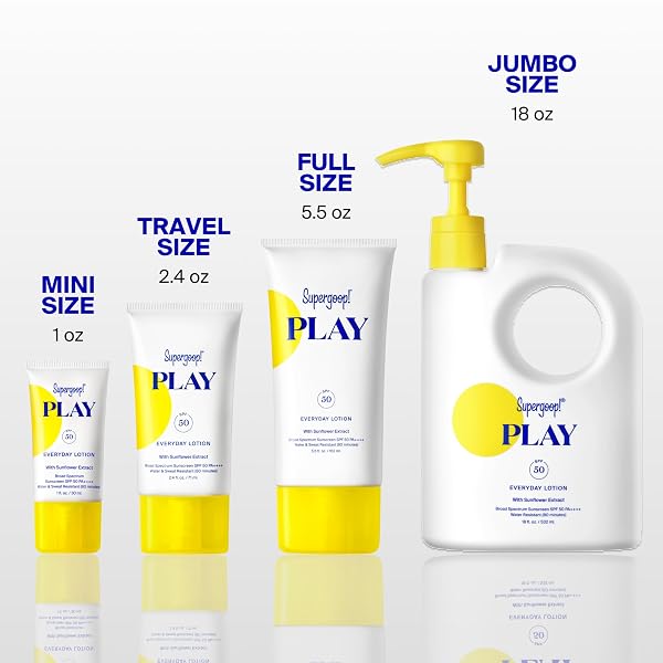 SUPERGOOP! PLAY EVERYDAY LOTION SPF 50 – BROAD SPECTRUM BODY & FACE SUNSCREEN – GREAT FOR ACTIVE DAYS – FAST ABSORBING, WATER & SWEAT RESISTANT – 18 FL OZ