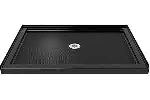DreamLine SlimLine 36 in. D x 42 in. W x 2 3/4 in. H Center Drain Single Threshold Shower Base in Black, DLT-1136420-88