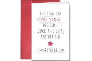 Funny Humorous Wise Women Retirement Congratulation Card for Women Colleague Coworker Leaving Work