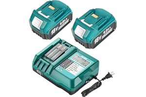 YongerTool BL1860 18V 6.0Ah Battery and Charger for Makita,New Version DC18RC Charger with LCD Display Cooling Fan Compatible with Makita LXT Li-ion Battery BL1850 BL1840 BL1830 BL1820 BL1815