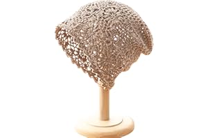 Handmade Crochet Slouchy Beanie Soft Comfortable Knit Hat with Floral Texture Vintage Artistic Skull Cap for Women