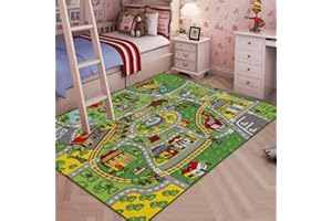 BOOOOOM JACKSON Jackson Car Mat for Kids Toy Cars,52"x 74" Train Rug Play Mat with Non-Slip Backing, Kids Car Rug Play Mat for Playroom Large Car Rug Train Rug Play Mat for Children