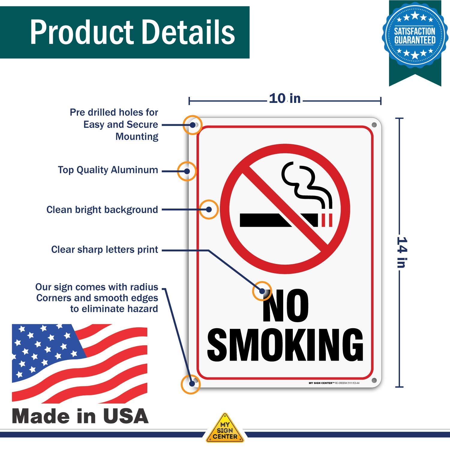 Signs 21117E3A4 10 X 14 by My Sign Center Visual 52 No Smoking Sign 10