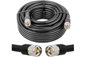 MOOKEERF UHF CB Coax Cable, 60FT KMR400 PL259 Coaxial Cable UHF Male to Male Coax Cable Low Loss UHF Cable for CB Radio,HAM Radio, VHF Radio, SWR Meter, Antenna Analyzer