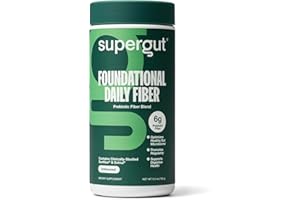 Supergut Foundational Daily Fiber Powder, Sugar Free & Vegan Prebiotic Fiber Blend for Gut Health & Digestive Support, Supplement for Men & Women with Solnul & Sunfiber, Unflavored, 20 Servings