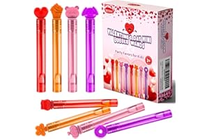 VKTEN 32Pcs Valentines Day Mini Bubble Wands Assortment 8 Styles Bubble Party Favors for Kids, Bubbles for Kids, Valentines School Classroom Exchange Prizes Gifts
