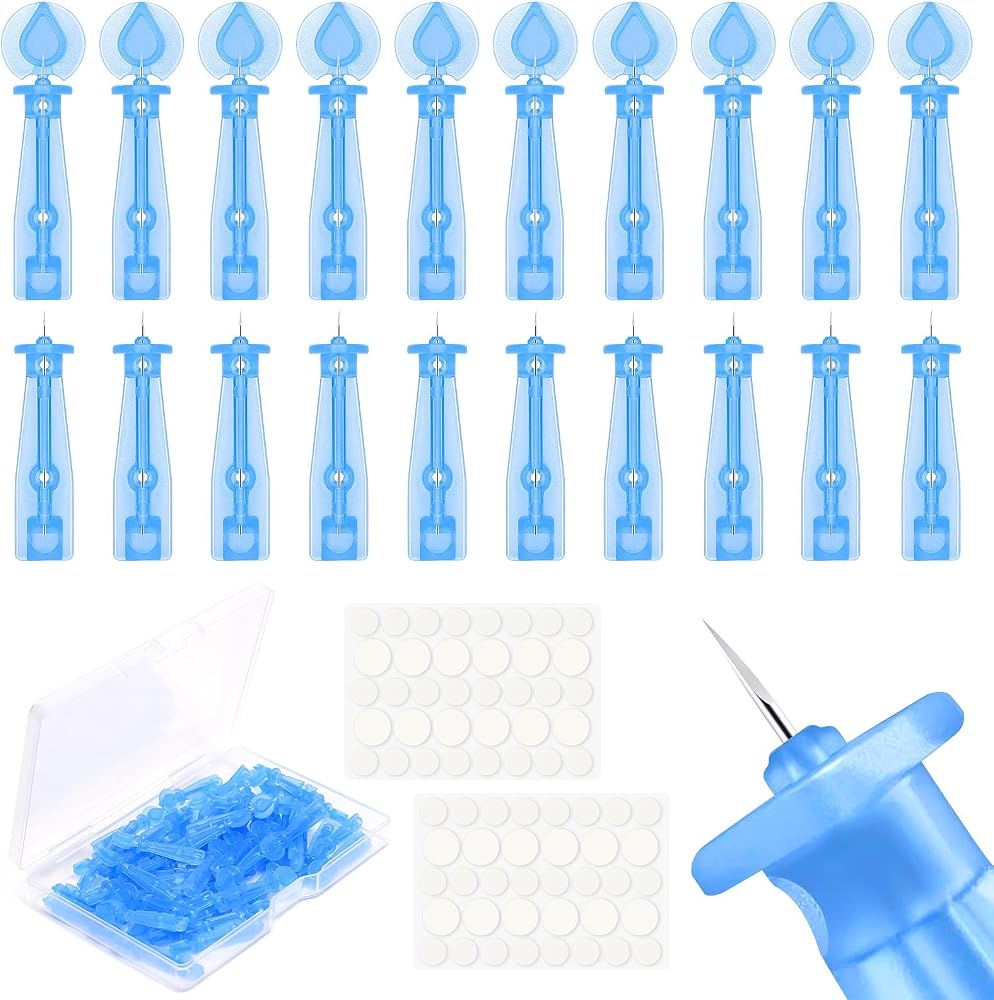 50 Pack Disposable Acne Pimple Popper Needles and 72 Dots Pimple Stickers, for Whitehead Acne Closed Mouth Needle (50 Pack)