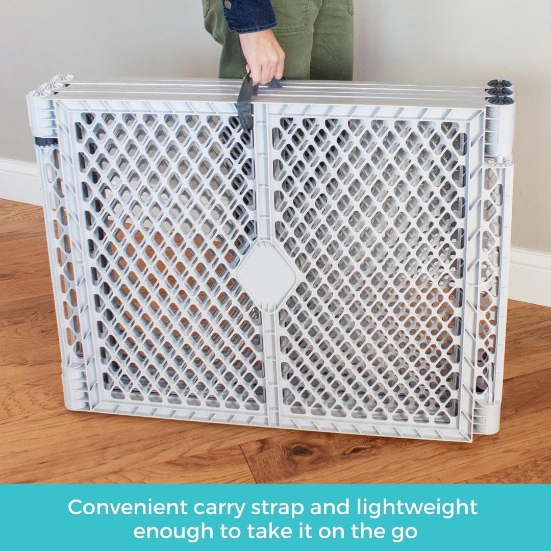 Toddleroo by North States - Superyard Baby Play Yard: Freestanding 6-Panel Baby Playpen - Indoor or Outdoor Use - Made in USA - Encloses Up to 18.5 Square Feet - 26 Inches Tall - Light Gray