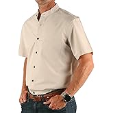 The Celtic Ranch Men's Collarless Dress Shirt Button Down Short Sleeve Lightweight Summer Shirt