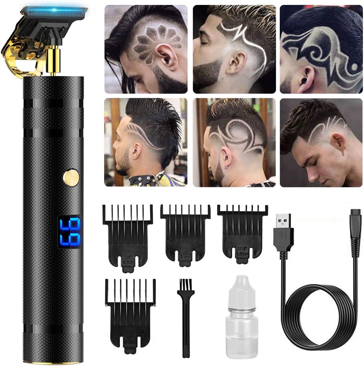 T Blade Clippers Trimmer for Men Professional, PURKOO Pro T Outline Blade Trimmer Cordless Zero Gapped Trimmers Rechargeable Electric Pro Li Hair Clippers with LCD Display