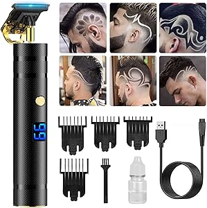 T Blade Clippers Trimmer for Men Professional, PURKOO Pro T Outline Blade Trimmer Cordless Zero Gapped Trimmers Rechargeable Electric Pro Li Hair Clippers with LCD Display