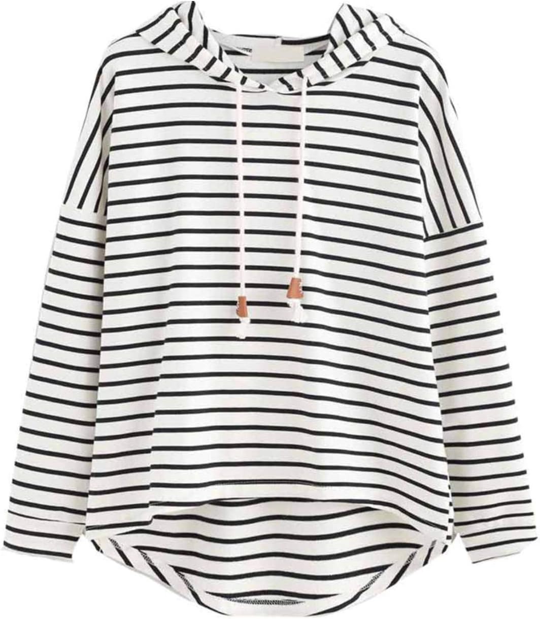 Women Ostrich Loose Oversized Striped Funny Tops Brief Hoodie Sweatshirt