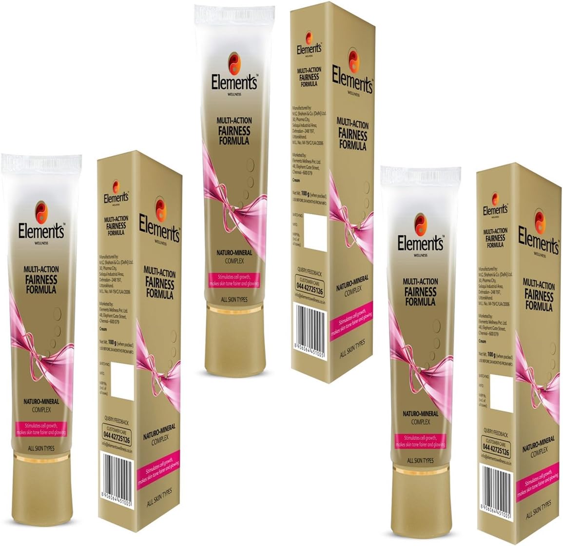 Hug Elements Wellness Multi-Action Fairness Cream Combo Pack Of 3-(100 Grams Each)