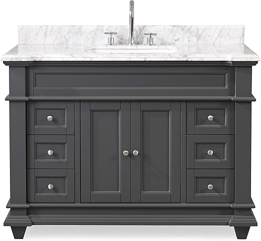 Amazon Com 48 Benton Colection Kerianne Bathroom Sink Vanity Cabinet Model Hf 1084ck Carrara Grey Kitchen Dining