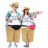 Bunnycool 12 Pcs Adult Tacky Tourist Costume, Couples | Hawaiian Tropical Tacky, Traveler Funny Fat Costumes Set, Summer, Beach, Luau, Halloween, Party
