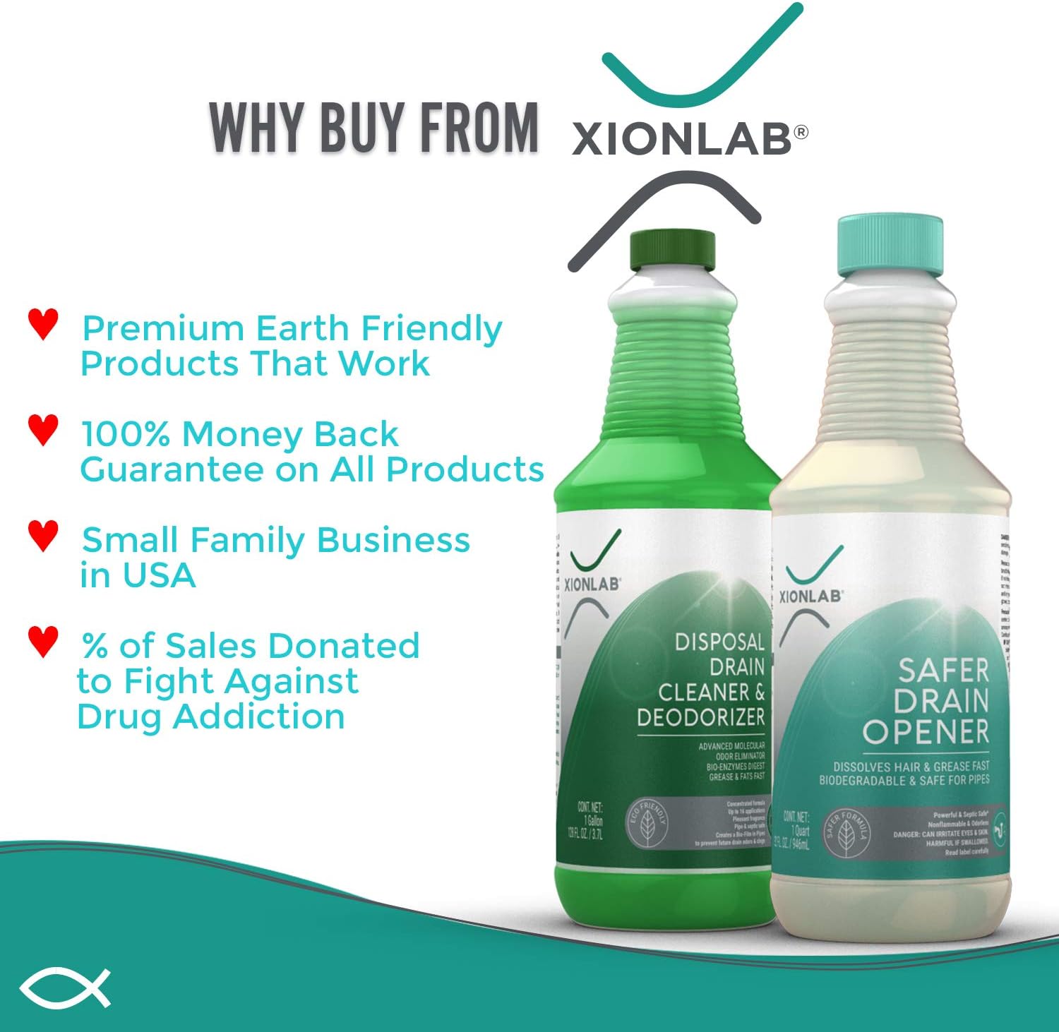 XIONLAB Safer Drain Clog Remover – Industrial-Strength Liquid Drain Cleaner for Hair & Grease – Septic Safe, Odorless, Biodegradable for Bathroom Sink, Bath Tub, Shower Drain – 32 oz: Home & Kitchen