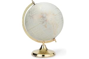 Abbott Collection 57-LATITUDE-02-LG Spinning Large Decorative Globe, Ivory/Gold, 18" H