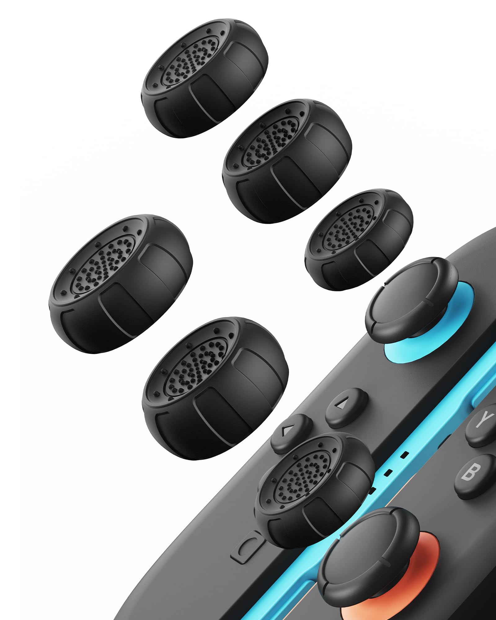 Jemdo Switch 2 Thumb Grips Compatible with Nintendo Switch 2 (2025)-6pcs 3 Heights Enhanced Gaming Grip Set, Silicone Joystick Caps, Comfortable Controller Stick Cover Gifts for Boys & Gamers, Black