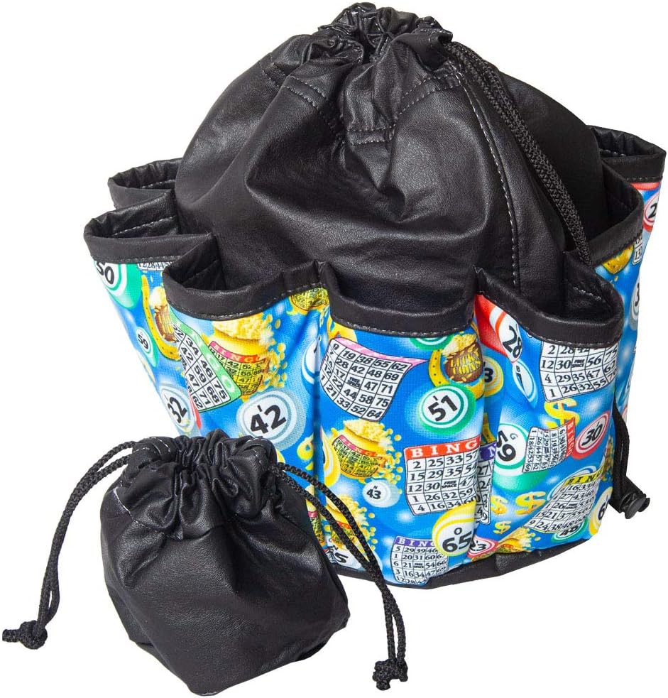 ABS Novelties Blue Bingo Pattern 10 Pocket Tote Black