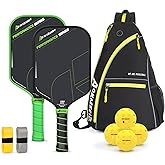 AKS Performance Series Pickleball Paddles Set - Toray T700 Raw Carbon Fiber Pickleball Paddle with Friction Surface, 16mm Powerful Polymer Core, Good Control & Spin Shots, USAP Approved