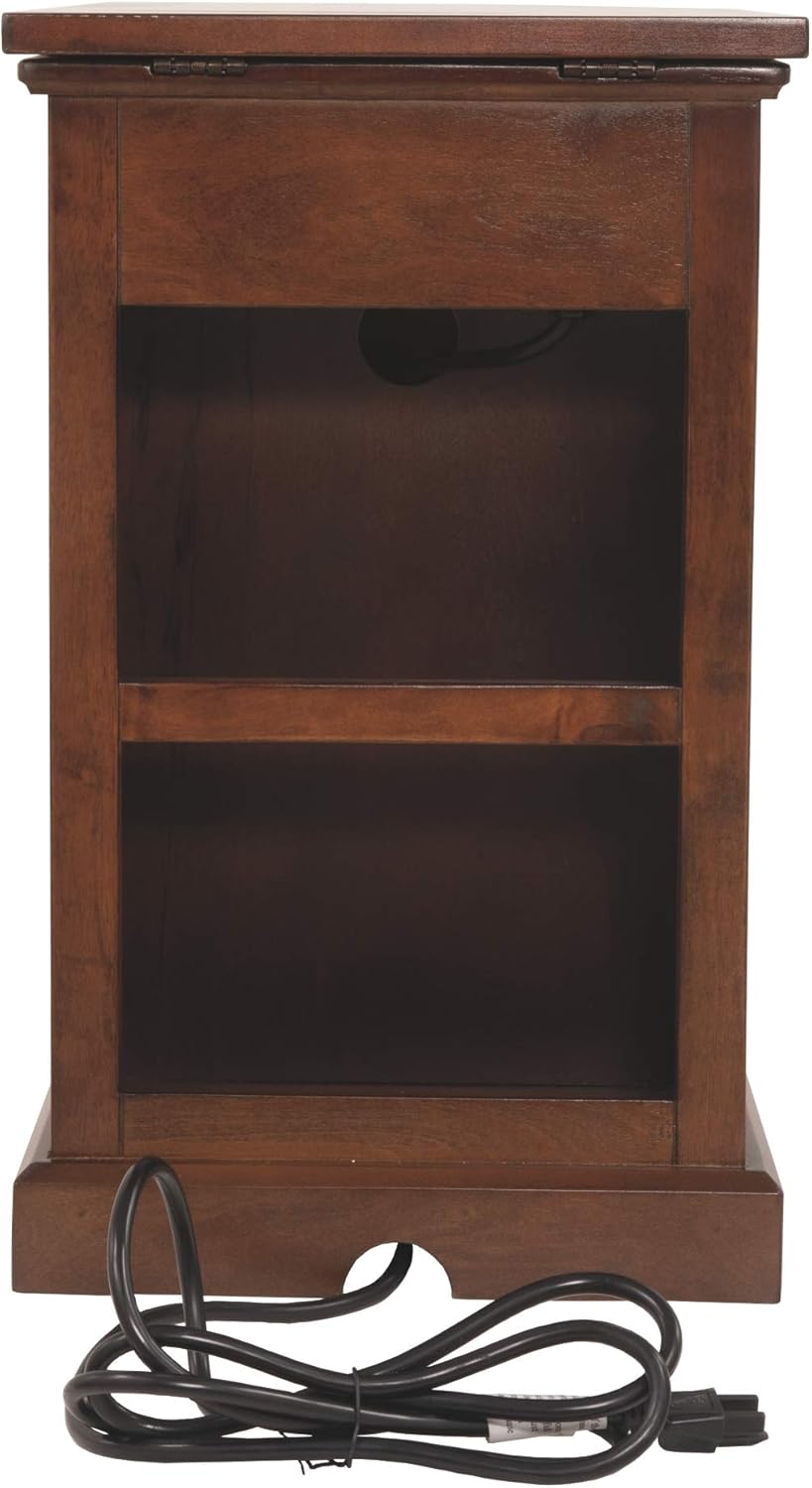 Signature Design by Ashley Laflorn Chairside End Table with USB Ports & Outlets - Medium Brown: Kitchen & Dining